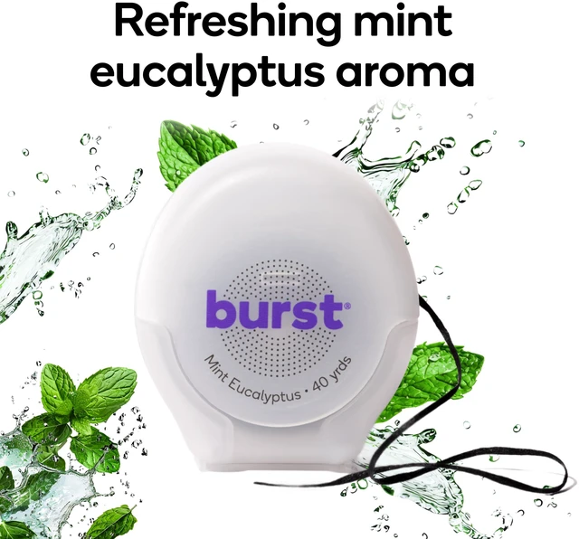 Alt view image 2 of 6 - Burst Expanding Dental Floss Mint Eucalyptus 40Yards Stain Absorbing