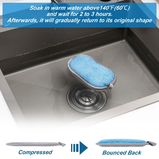 Alt view image 5 of 7 - 6-Pack Non-Scratch Scrub Sponge, Dual-Sided Kitchen Sponges (M, Gray-Blue)