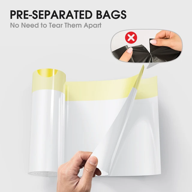 Alt view image 2 of 5 - CEROELDA 1.6 Gallon 60 Count Thick Plastic Mini Drawstring Trash Bags Unscented, for 4.5-8L / 1.2-2Gal Small Bins, Bathroom Bedroom Office Toilet