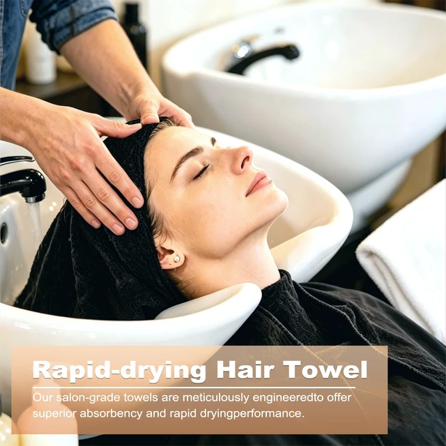 Alt view image 3 of 7 - Puomue 6 Pack Microfiber Salon Towels, Super Soft Absorbent Hair Towel 27x16in, Black