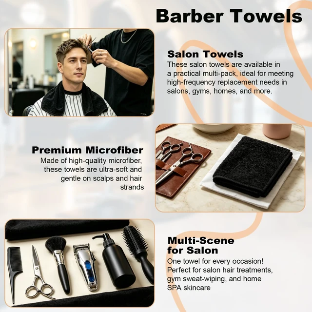 Alt view image 7 of 7 - Puomue 6 Pack Microfiber Salon Towels, Super Soft Absorbent Hair Towel 27x16in, Black