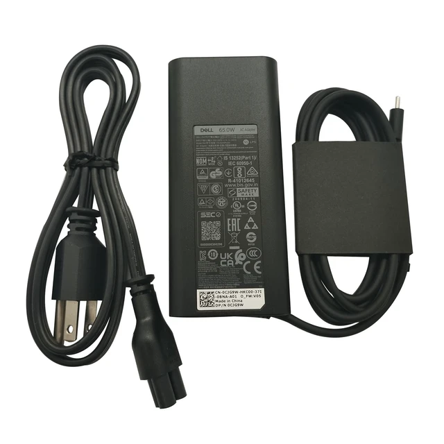 Alt view image 3 of 6 - Dell 65W USB-C AC Power Adapter with Power Cord for Latitude 3340 3440 3540 5340 5440 5540 7340 7440 7640 9440 2-in-1