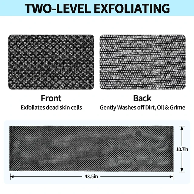 Alt view image 3 of 6 - Rich Silver Ion & Carbon Fiber Exfoliating Washcloth Shower Towels