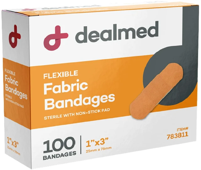 Main image of Dealmed Sterile Flexible Fabric Adhesive Bandages 1x3Inch 100 Count