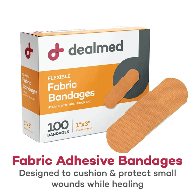 Alt view image 6 of 6 - Dealmed Sterile Flexible Fabric Adhesive Bandages 1x3Inch 100 Count