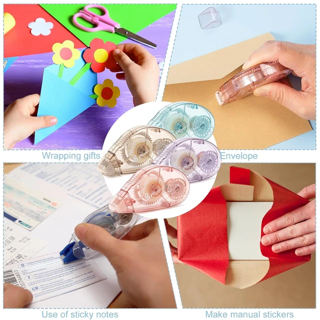 Alt view image 5 of 7 - 4 Pack Double Sided Tape Roller, Scrapbook Supplies, Glue Tape