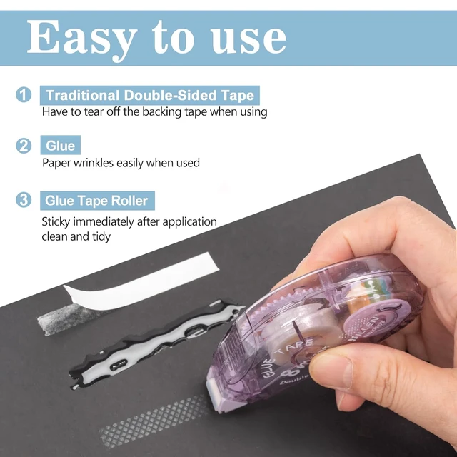Alt view image 2 of 7 - 4 Pack Double Sided Tape Roller, Scrapbook Supplies, Glue Tape