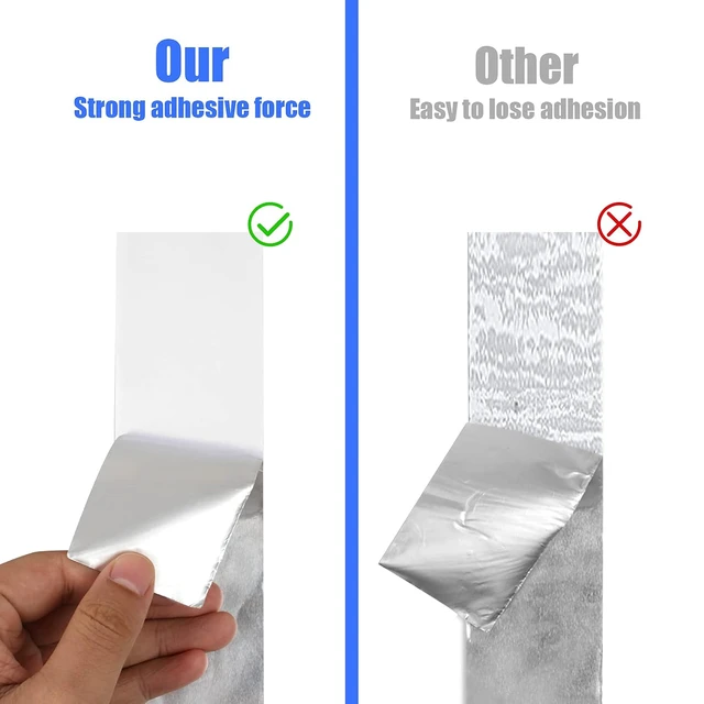 Alt view image 3 of 7 - Romeda Aluminum Foil Tape 2 inch x 65 Feet 3.9 mil Silver Insulation Adhesive Metal Tape High Temperature Heavy Duty for HVAC Ductwork Dryer Vent