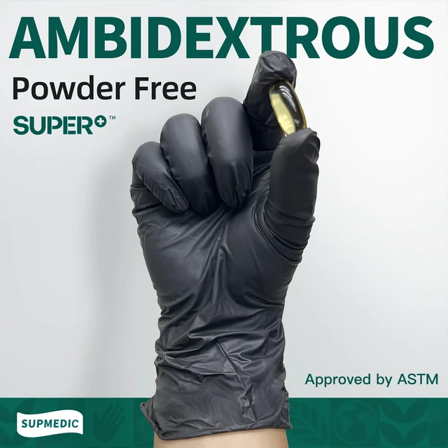 Alt view image 7 of 7 - SUPMEDIC Vinyl Medical Exam Gloves, Latex & Powder-Free Disposable, Black