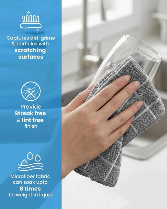 Alt view image 3 of 6 - Utopia Towels 12 Pack 12x12Inch Microfiber Fingertip Wash Cloths Grey