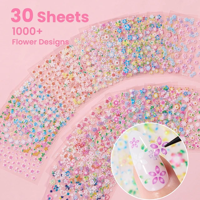 Alt view image 5 of 6 - Beetles 3D Flower Heart Nail Art Stickers 30 Sheets