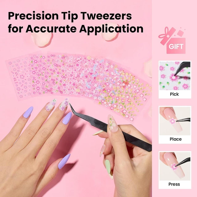 Alt view image 2 of 6 - Beetles 3D Flower Heart Nail Art Stickers 30 Sheets