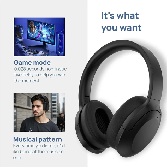 Alt view image 2 of 7 - GU-DI Active Noise Cancelling Wireless Bluetooth Over Ear Headphones