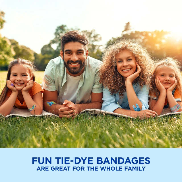 Alt view image 7 of 7 - BAND-AID Flexible Fabric Adhesive Bandages Tie-Dye Designs, 100Ct