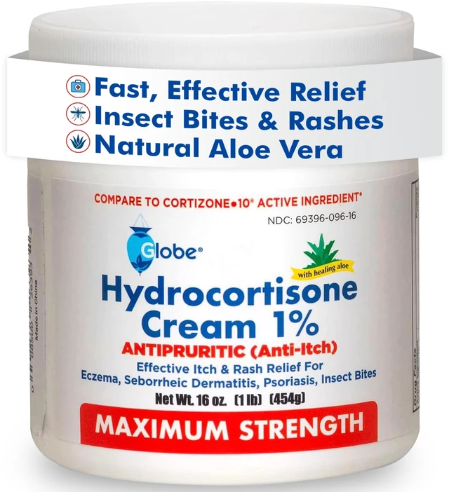 Main image of Globe Hydrocortisone Cream 1% with Aloe Maximum Strength 16oz Jar