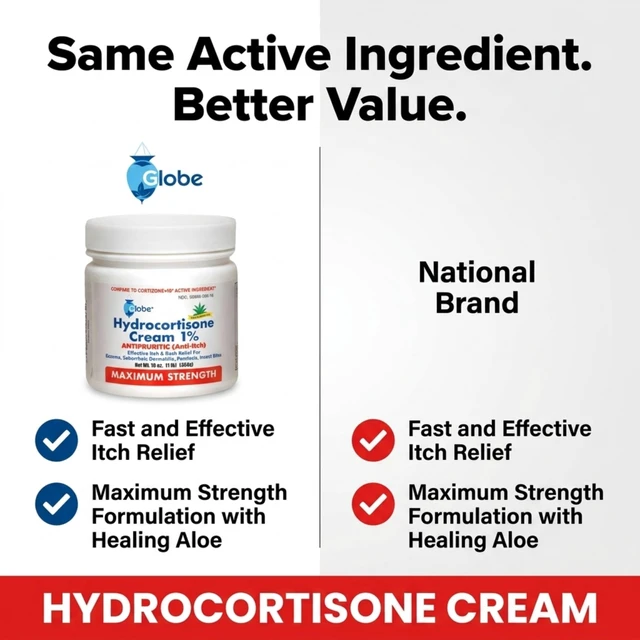 Alt view image 2 of 6 - Globe Hydrocortisone Cream 1% with Aloe Maximum Strength 16oz Jar