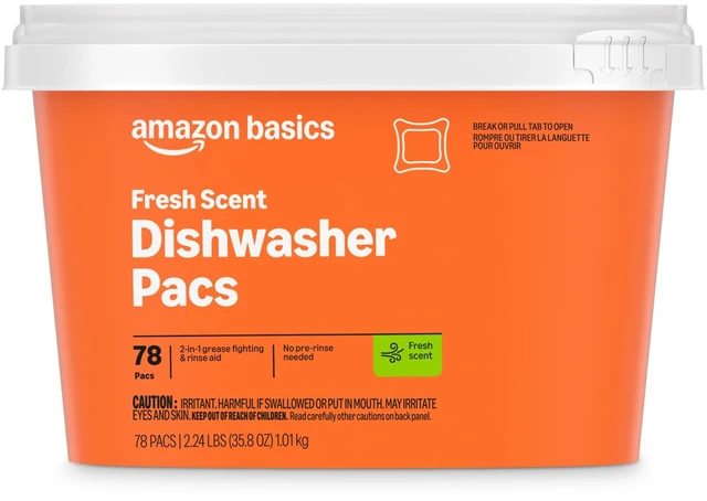 Main image of Amazon Basics Dishwasher Detergent Pacs, Fresh Scent, 78 Count