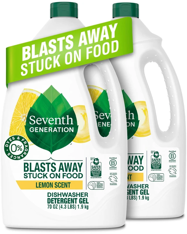 Main image of Seventh Generation Dishwasher Detergent Gel, Lemon Scent, 2 Pack, 70 oz