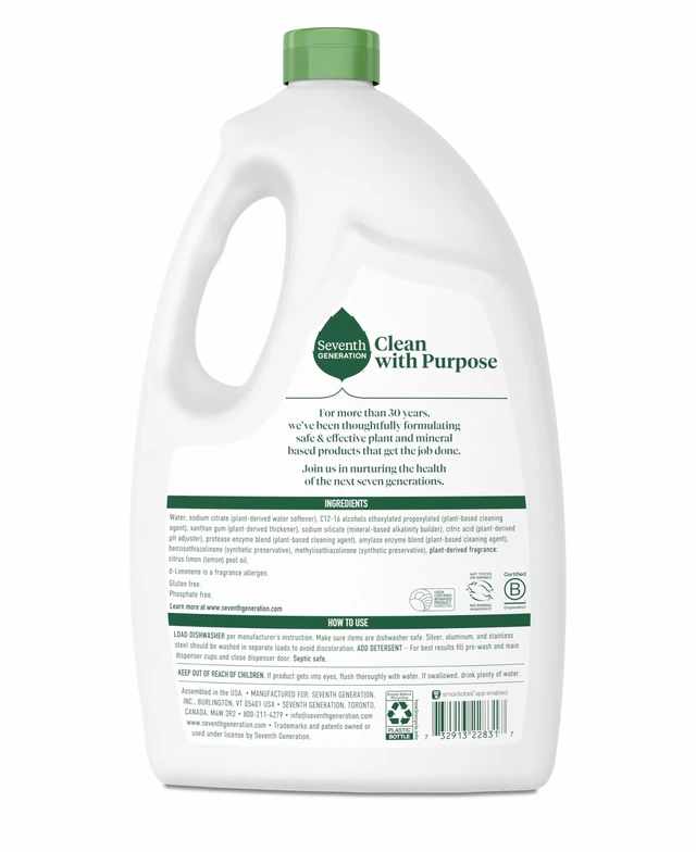 Alt view image 2 of 6 - Seventh Generation Dishwasher Detergent Gel, Lemon Scent, 2 Pack, 70 oz