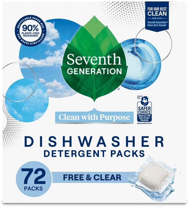 Main image of Seventh Generation Free & Clear Dishwasher Detergent Packs, 72Count