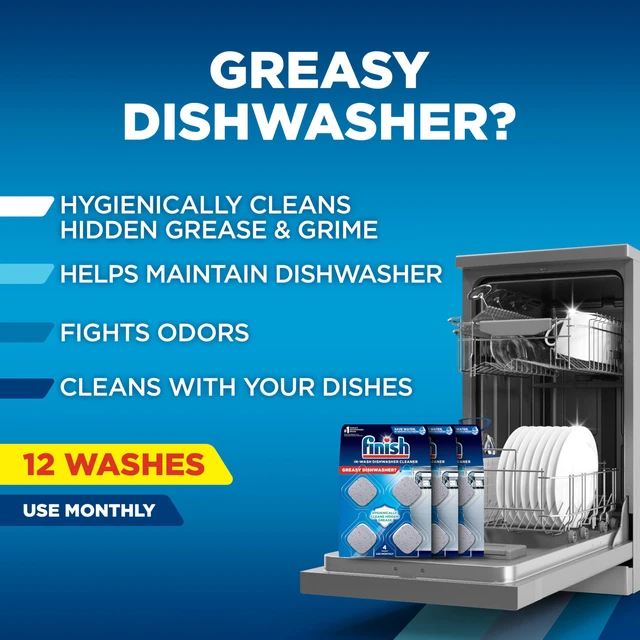 Alt view image 6 of 6 - Finish Dishwasher Cleaner Tablets, Grease & Grime Remover, 12 Count