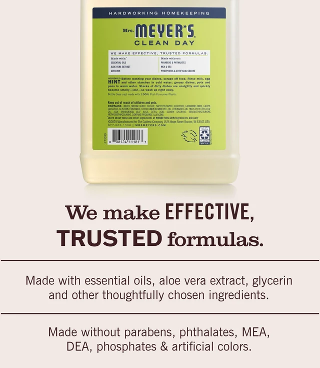 Alt view image 6 of 6 - Mrs. Meyer's Clean Day Liquid Dish Soap Refill, Lemon Verbena, 48 Fl Oz