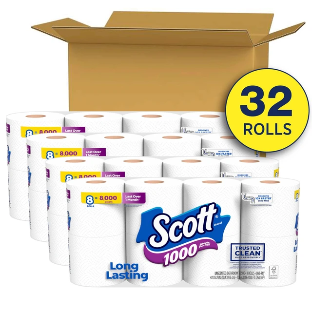 Alt view image 6 of 6 - Scott 1000 Trusted Clean Toilet Paper, 32 Rolls, 1000 Sheets per Roll