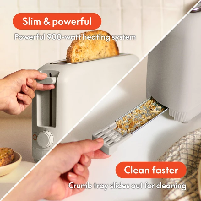 Alt view image 3 of 6 - Bella Fits-Anywhere 2-Slice Slim Toaster, Long Slot & Extra Wide, Oatmilk