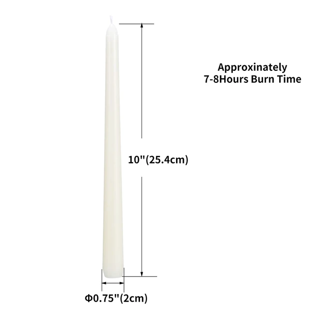 Alt view image 2 of 6 - Flamecan Ivory Taper Candles, Set of 20, Unscented, Smokeless, 10 Inch, Paraffin Wax with Cotton Wicks, Burns Approximately 7-8 Hours