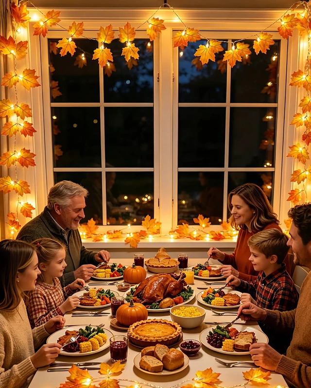 Alt view image 2 of 7 - 2-Pack 40 LED 16.4ft Lighted Fall Garland Autumn String Lights