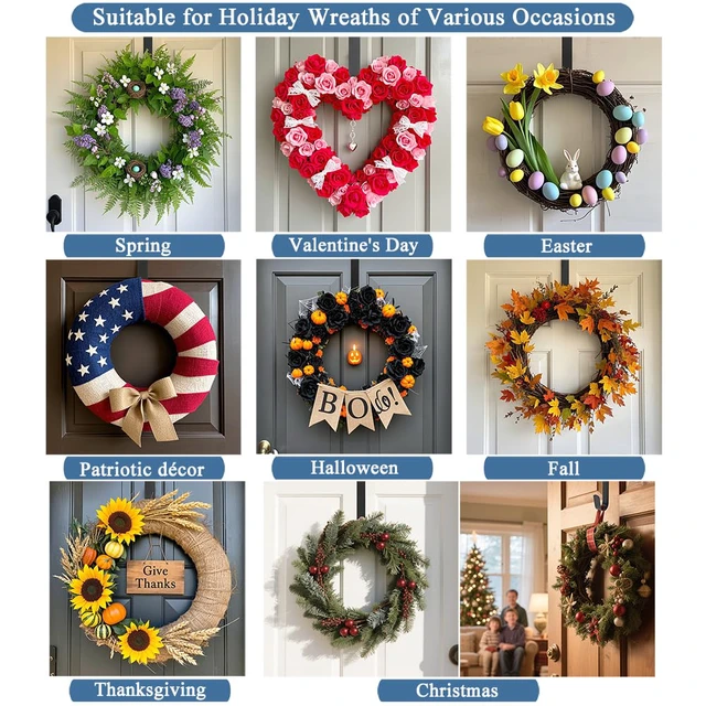 Alt view image 3 of 7 - Sattiyrch 15" Over the Door Wreath Hook for Front Door