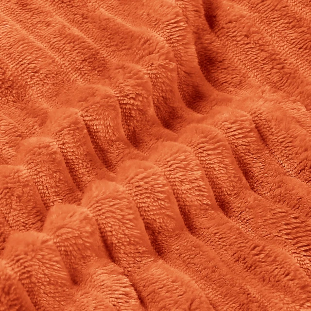 Alt view image 4 of 6 - BEDELITE 3D Ribbed Throw Blanket 50x60 Inch Burt Orange Fall for Couch