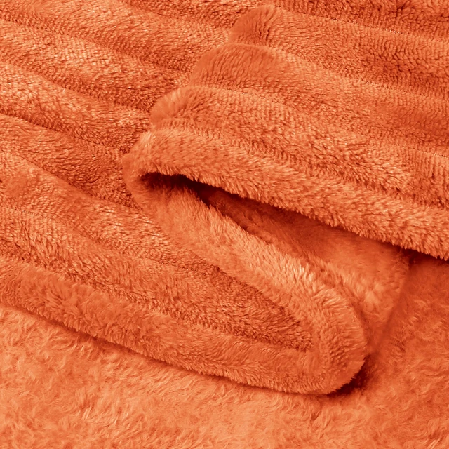 Alt view image 6 of 6 - BEDELITE 3D Ribbed Throw Blanket 50x60 Inch Burt Orange Fall for Couch