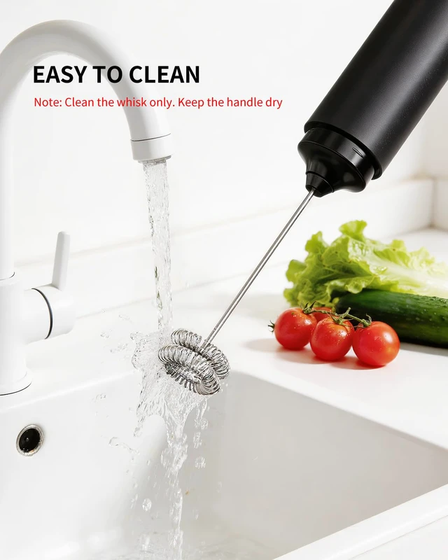 Alt view image 5 of 6 - CIRCLE JOY Rechargeable Handheld Milk Frother, Dual Coil Whisk, Electric Coffee Frother, Portable Wand Mixer for Matcha Lattes Cappuccino, Black
