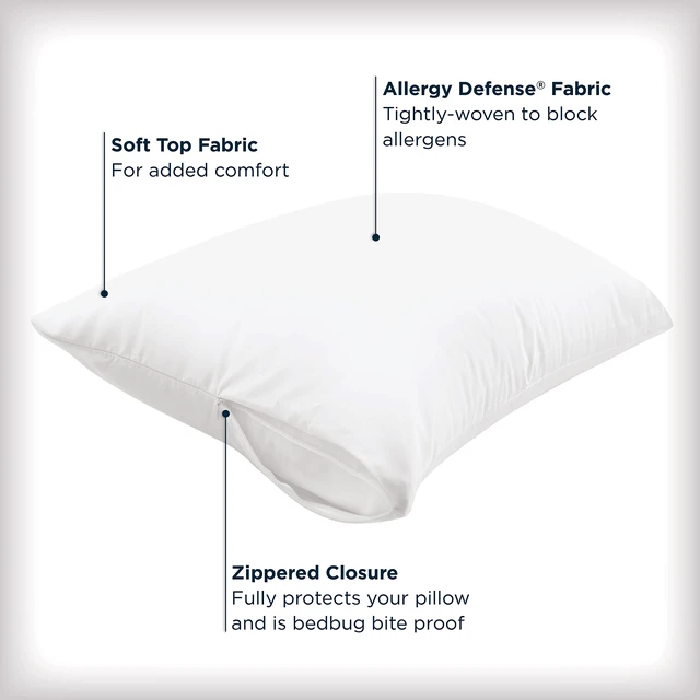 Alt view image 2 of 6 - AllerEase Standard/Queen Allergy Pillow Protector, 2-Pack