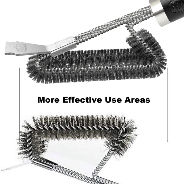 Alt view image 3 of 6 - GRILLART BR-4516 18" Stainless Steel Woven Wire 3-in-1 Grill Brush and Scraper BBQ Cleaning Brush