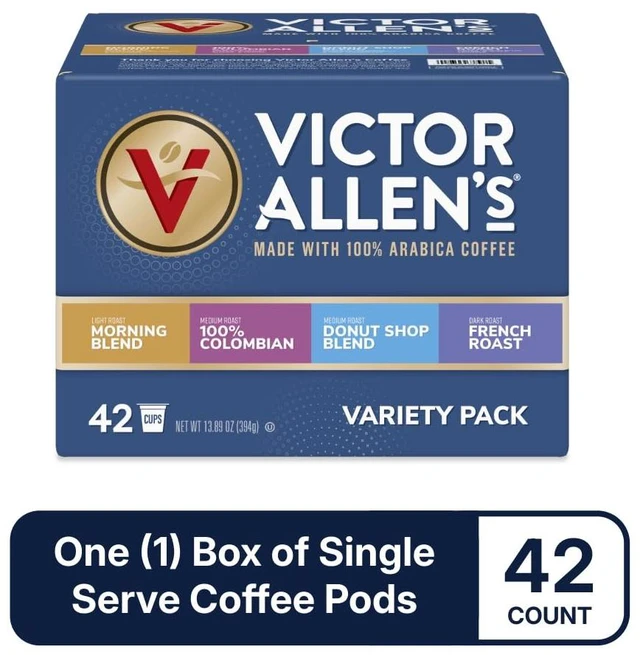 Alt view image 3 of 6 - Victor Allen's Coffee Variety Pack 42 Count Single Serve Coffee Pods for Keurig K-Cup Brewers, Morning Blend, 100% Colombian, Donut Shop Blend, French Roast
