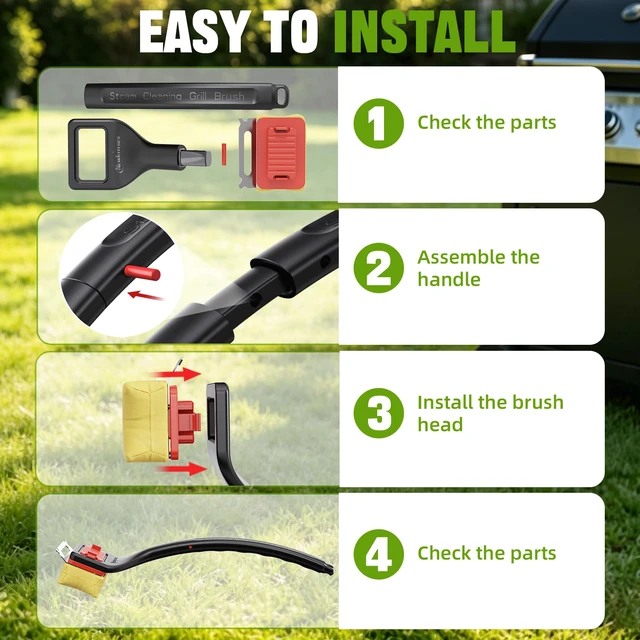 Alt view image 6 of 7 - NEWKITCHEN Bristle Free Grill Brush with Extended Handle and Replaceable Cleaning Head Scraper for Outdoor BBQ