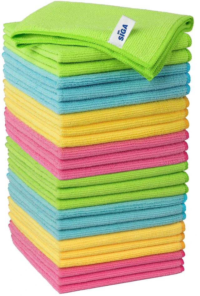 Main image of MR.SIGA Microfiber Cleaning Cloths, Streak Free Towels, 24 Pack