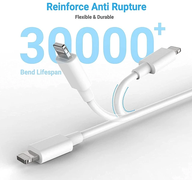 Alt view image 4 of 6 - USB A to Lightning Cable for CarPlay, Compatible with iPhone 14/14 Pro Max/13/13 Plus/SE 2nd/12/11/Xs/XR, iPad 4/5/6/7/8, Mini 2/3/4/5, Air 2/3 Charger Cord
