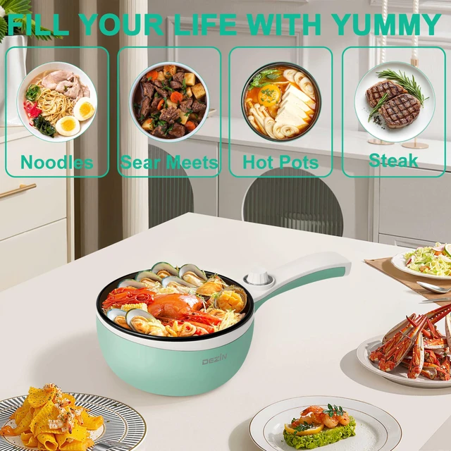 Alt view image 3 of 6 - Dezin 1.5L Non-Stick Portable Electric Hot Pot, Dual Power