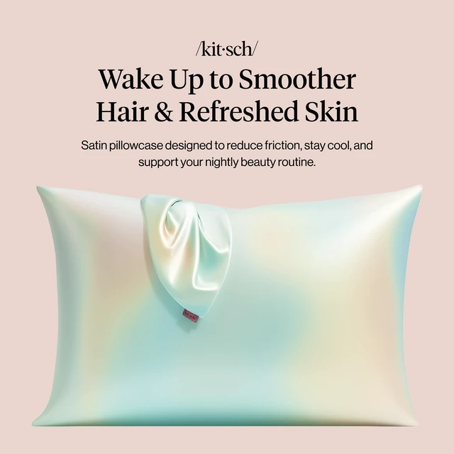 Alt view image 3 of 6 - Kitsch Satin Pillowcase with Zipper, Standard Size, Aura