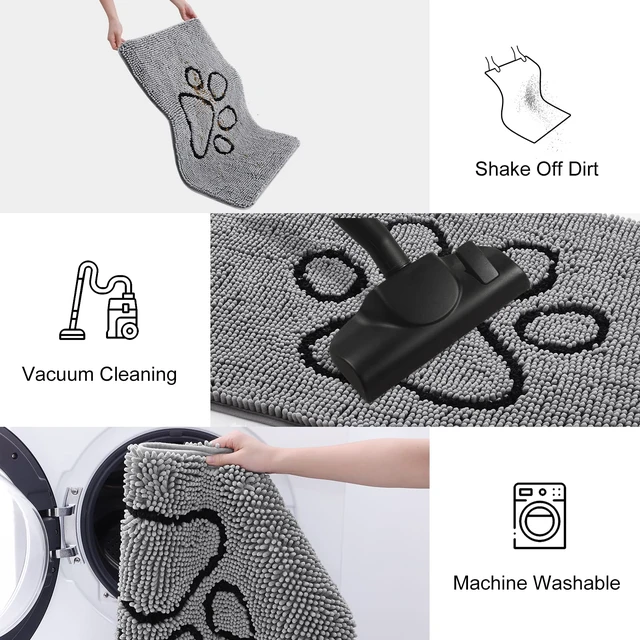Alt view image 3 of 6 - Smiry Dog Door Mat for Muddy Paws, Absorbent Non Slip Dirt Trapper, 30x20