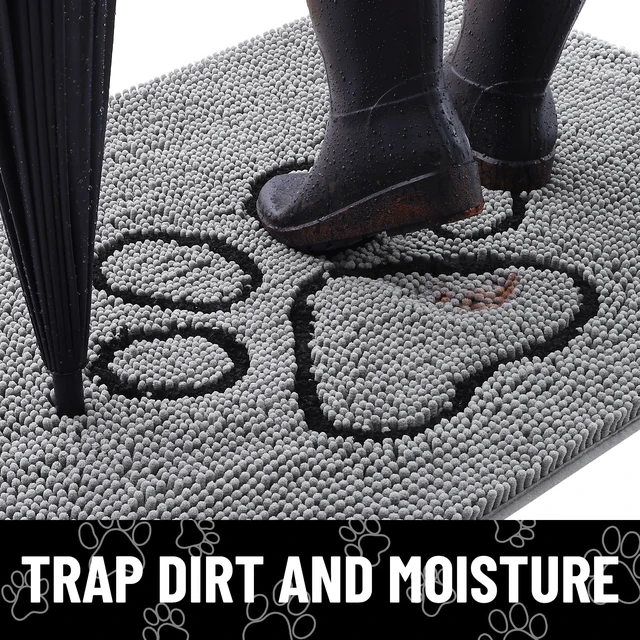 Alt view image 5 of 6 - Smiry Dog Door Mat for Muddy Paws, Absorbent Non Slip Dirt Trapper, 30x20