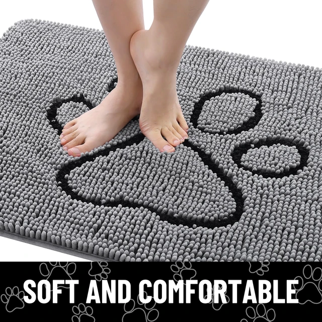 Alt view image 6 of 6 - Smiry Dog Door Mat for Muddy Paws, Absorbent Non Slip Dirt Trapper, 30x20