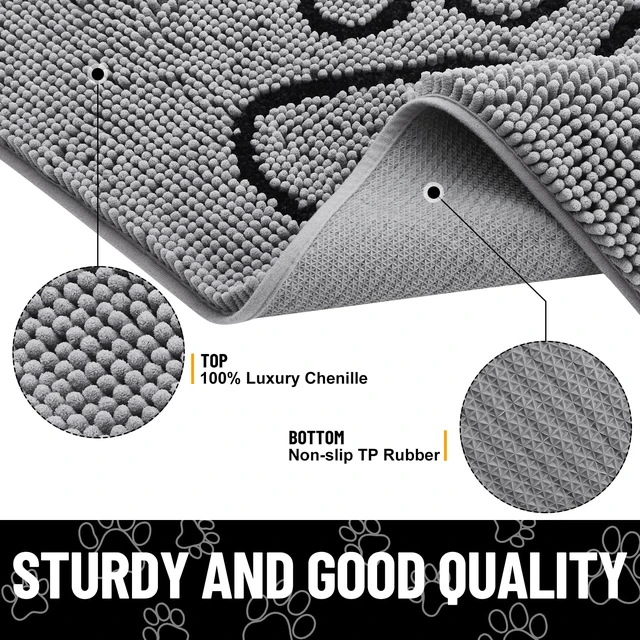 Alt view image 2 of 6 - Smiry Dog Door Mat for Muddy Paws, Absorbent Non Slip Dirt Trapper, 30x20