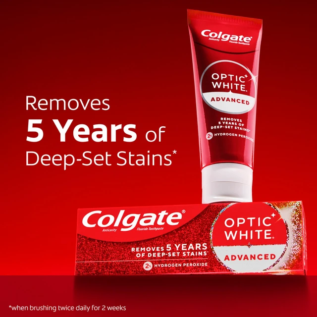 Alt view image 6 of 6 - Colgate Optic White Advanced Hydrogen Peroxide Toothpaste, 3.2oz, 3 Pack