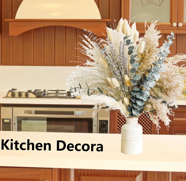 Alt view image 7 of 7 - Green Pampas Grass Dried Flower Bouquet with Lavender and Eucalyptus - Boho Decor for Home, Bedroom, Wedding Table