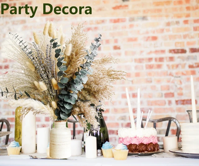 Alt view image 6 of 7 - Green Pampas Grass Dried Flower Bouquet with Lavender and Eucalyptus - Boho Decor for Home, Bedroom, Wedding Table