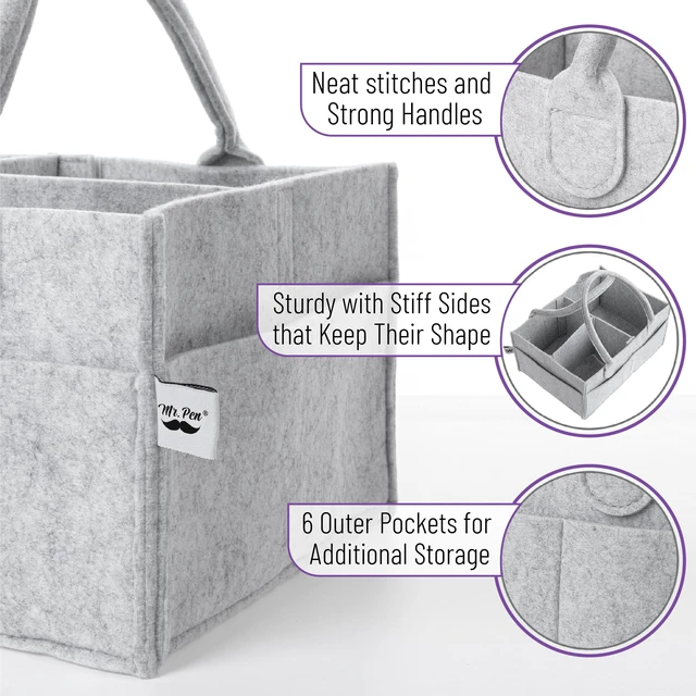 Alt view image 2 of 6 - Mr. Pen Baby Diaper Caddy Organizer, Medium, Gray